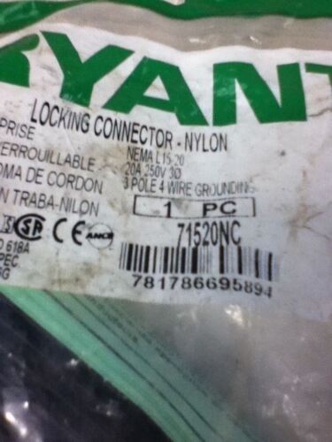 BRYANT 71520NC 20 A 250 V AC NEMA L15-20 HEAVY DUTY LOCKING BLADE CONNECTOR