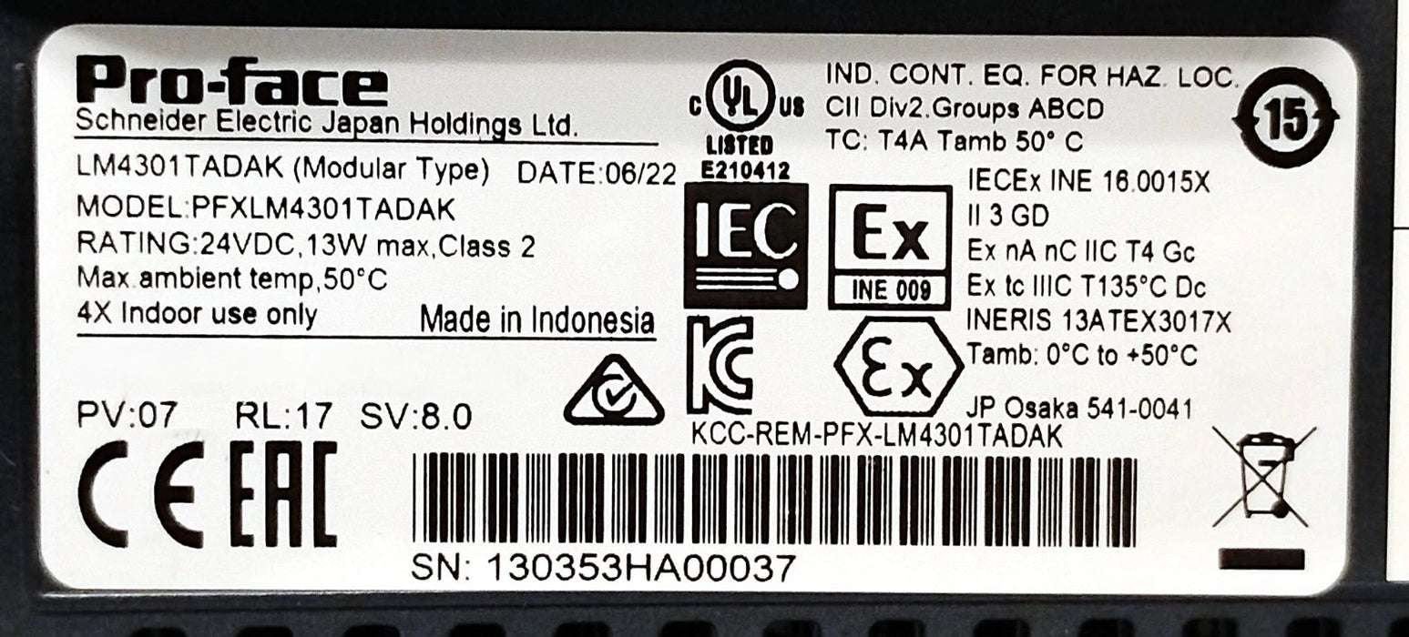Schneider Electric LM4301TADAK PFXLM4301TADAK 24 V DC PLC Touch Panel