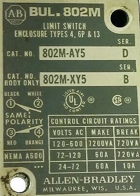 Allen-Bradley 802M-AY5 Prewired Sealed Rotary Limit Switch