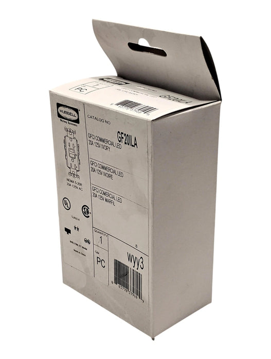 Hubbell GF20ILA 125 V AC 20 A Commercial Grade GFCI Outlet w/ LED