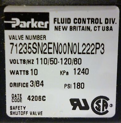 Parker 71235SN2EN00N0L222P3 Solenoid Valve