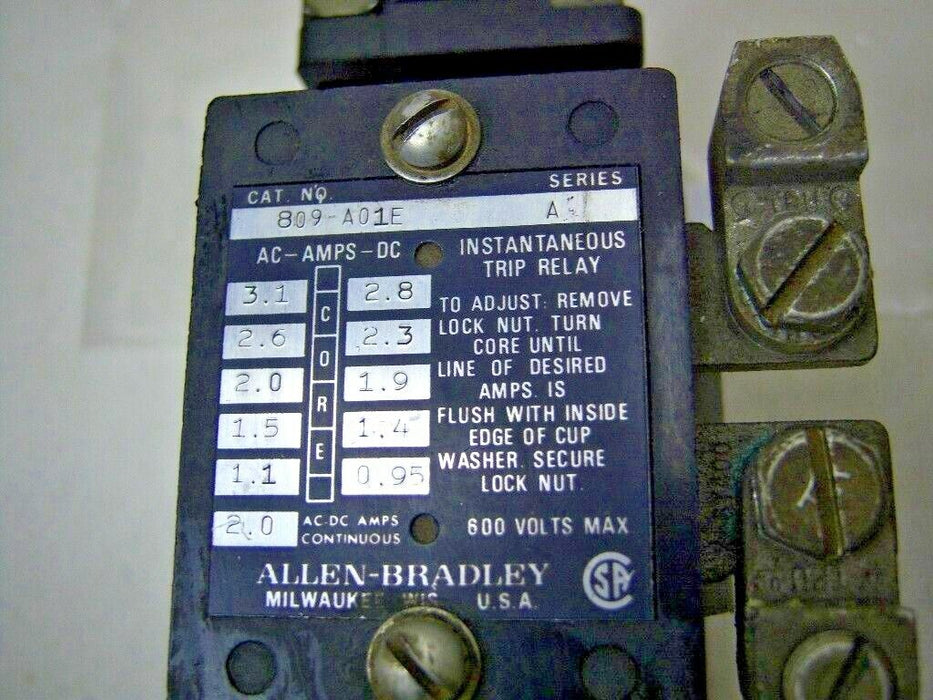 Allen-Bradley Instantaneous Trip Relay 809-A01E 2 AC / DC