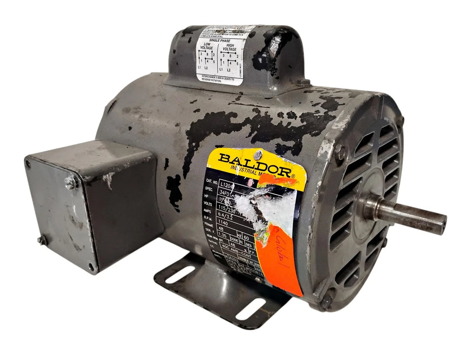 Baldor L1204 115/230 V 1/4 HP 1140 RPM 1 PH 3421L 48 ODP Motor