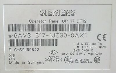 Siemens 6AV3617-1JC30-0AX1 SIMATIC OP17 DP12 Operator Interface Panel