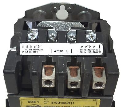 P&H Harnischfeger 479U193D11 30A 110-120/220-240V NEMA Size 1 Magnetic Contactor
