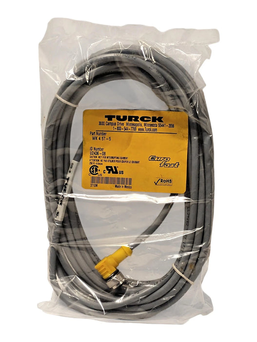 Turck WK-4.5T-5 5-Wire Cable w/ 1 M12 Euro Fast Connector