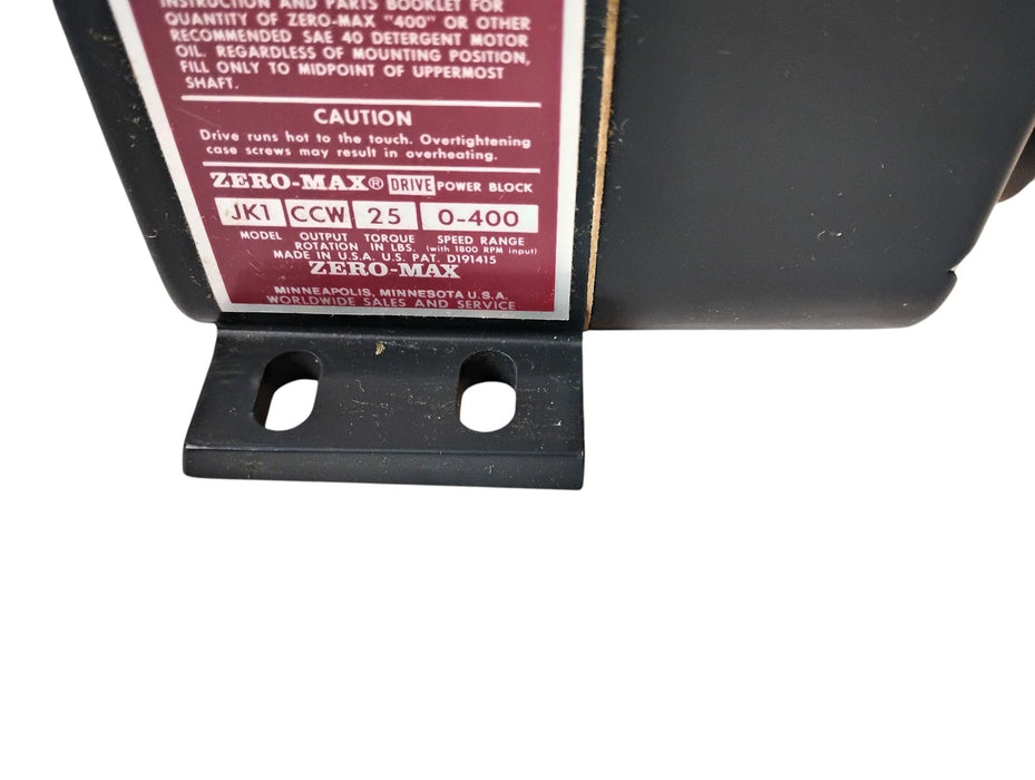 Zero-Max JK1-CCW-25-0-400 25 in-lbs Unidirectional Adjustable Speed Drive