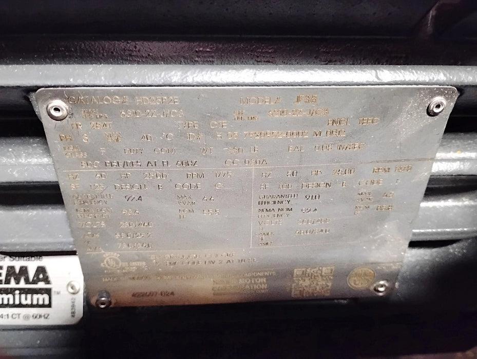 NIDEC US Motors HD25P2E 230/460 200/400 V 1775/1475RPM 25HP Cast Iron 284T Motor