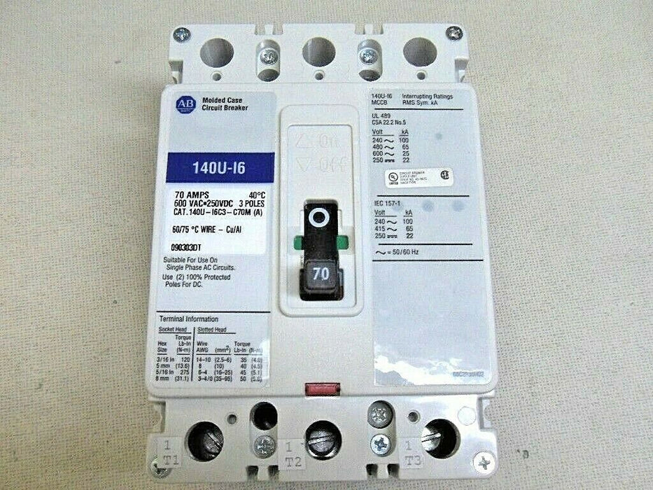 Allen-Bradley 140U-I6C3-C70M Circuit Breaker 70 Amps