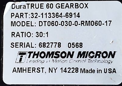Allen-Bradley TLY-A230T-HK62AA Servo w/ DT060-030-0-RM060-17 DuraTRUE 60 Gearbox