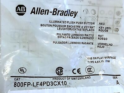 Allen-Bradley 800FP-LF4PD3CX10 24 V AC/DC Red Illuminated Pushbutton