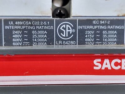 ABB S3N040TW SACE S3 600 VAC 3-Pole 40 A Molded Case Circuit Breaker