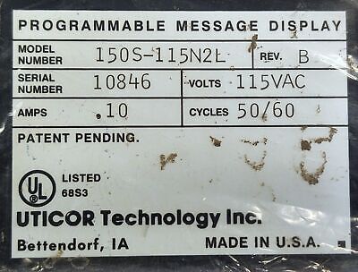 UTICOR 150S115N2L Programmable Message Display