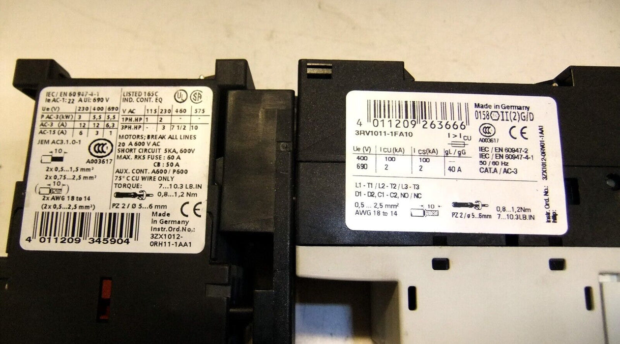 Siemens Contactor Starter 3RT1017-1AK61 3RV1011-1FA10