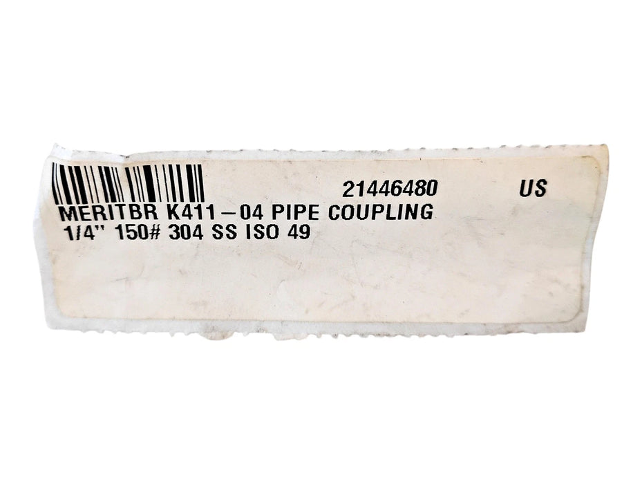 Merit Brass K411-04 1/4" FNPT x FNPT 304 SS Pipe Coupling - Lot of 14