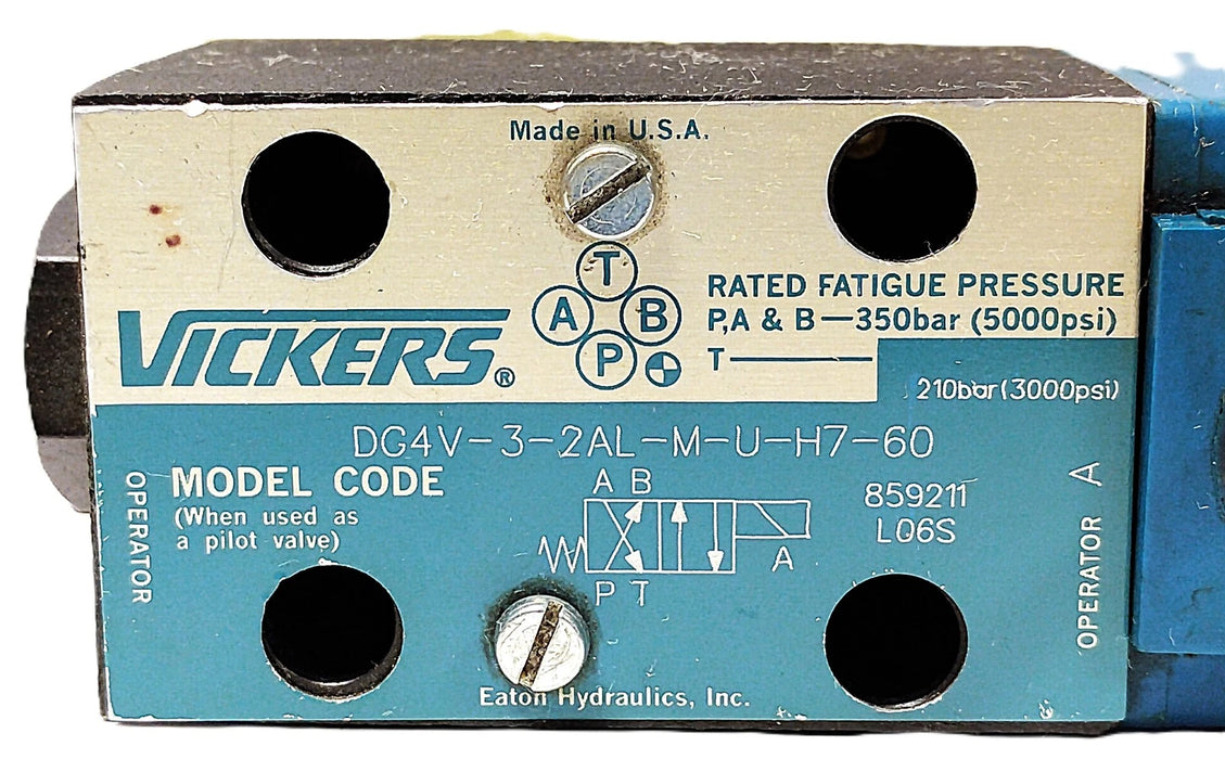 Vickers DG4V-3-2AL-M-U-H7-60 210 bar Solenoid Valve w/ 24 V DC Coil