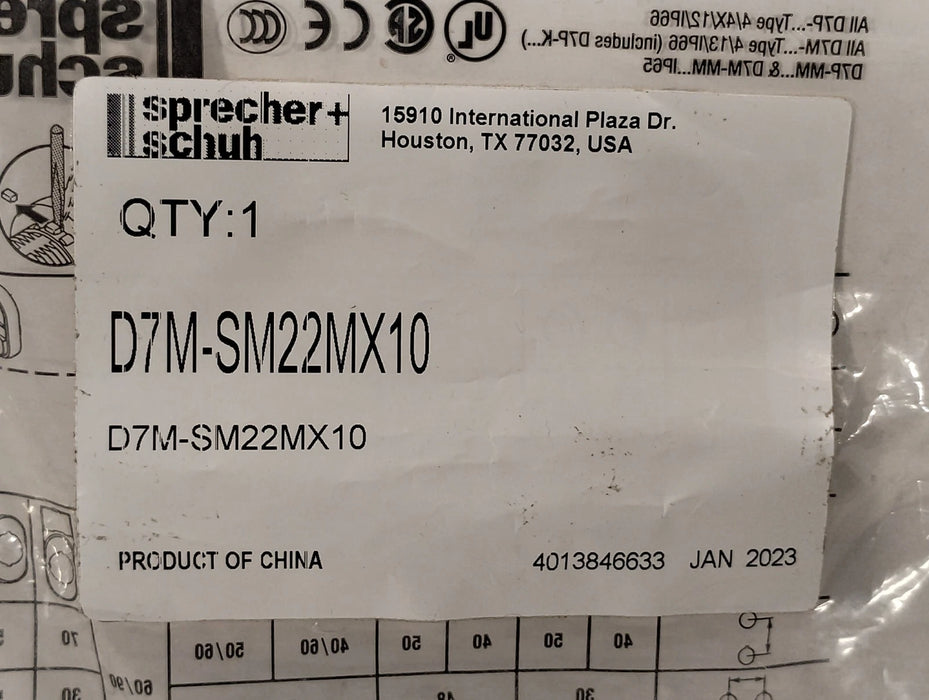 Sprecher Schuh D7M-SM22XM10 690 V AC/DC 10 A Maintained Selector Switch