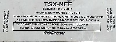Tessco TSX-NFF Polyphaser Surge Protector