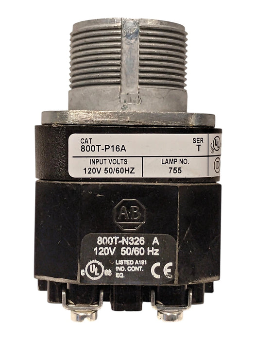 Allen-Bradley 800T-P16A Ser T 120 V AC Amber Transformer Style Panel Indicator