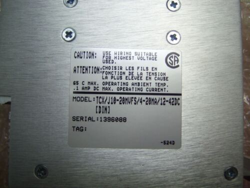 Moore Ind. Thermocouple Transmitter TCX/J10-20MVFS/4-20MA/12-42DC