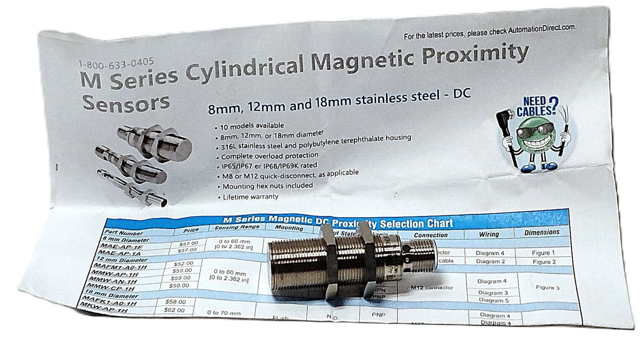 AutomationDirect MKW-AP-1H 10-30 V DC 316L SS Magnetic Proximity Sensor