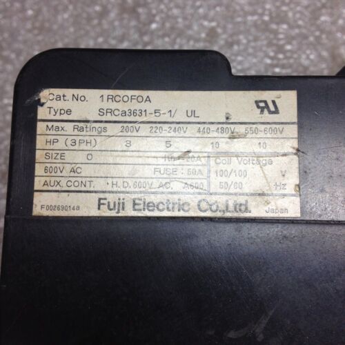 Fuji ELECTRIC 1RCOFOA THERMAL OVERLOAD RELAY