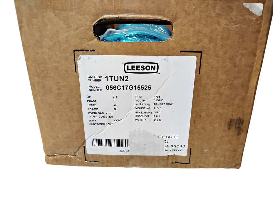 Leeson 056C17G15525 1TUN2 115/230 V 3/4 HP 1725 RPM Hazardous Location Motor
