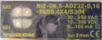 Turck NI2-Q6.5-ADZ32-0.16-FSB5.4X4/S304 4200203 Power Clamp Proximity Sensor