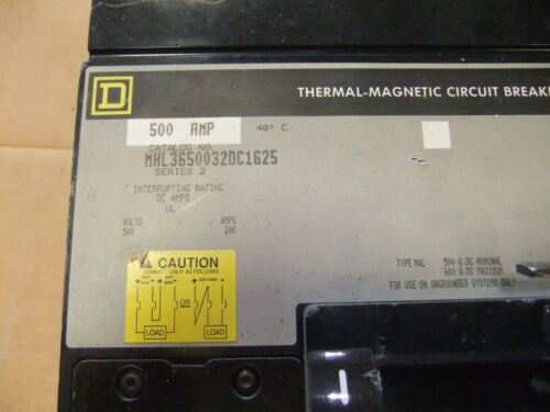 Square D 500A Circuit Breaker MHL3650032DC1625