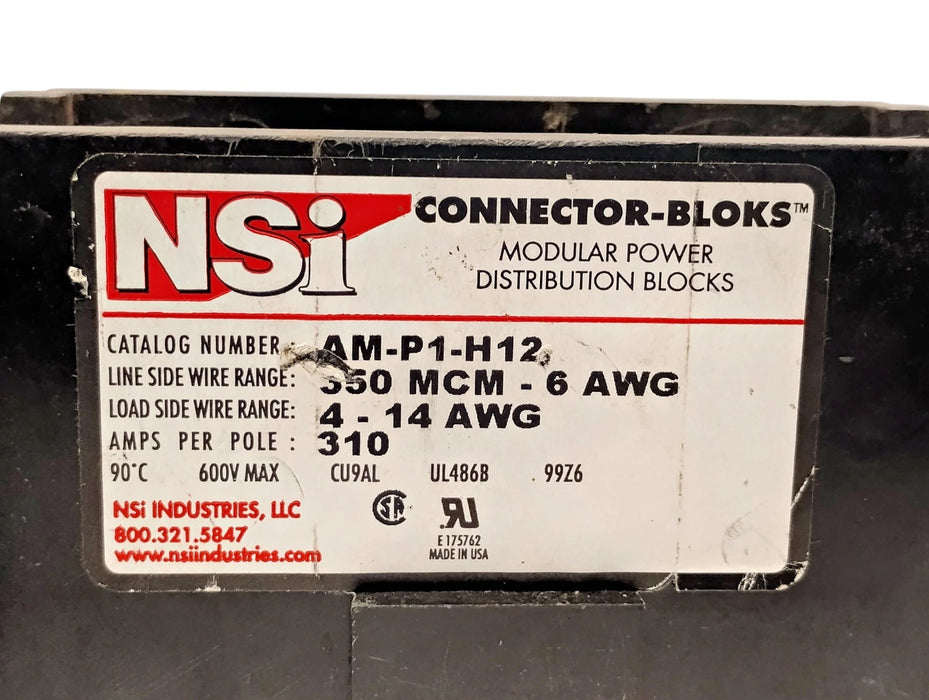 NSI AM-P1-H12 CONNECTOR-BLOKS 600 V Power Distribution Block