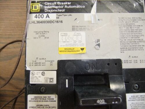 Square D 400A Circuit Breaker LHL3640030DC1616