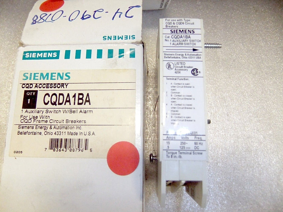 Siemens CQDA1BA Breaker Auxiliary Switch