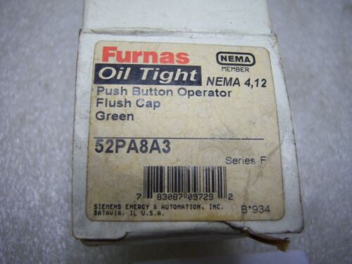 Furnas 52PA8A3 Ser. F Flush Green Oil Tight NEMA 4,12 Push Button Operator Only