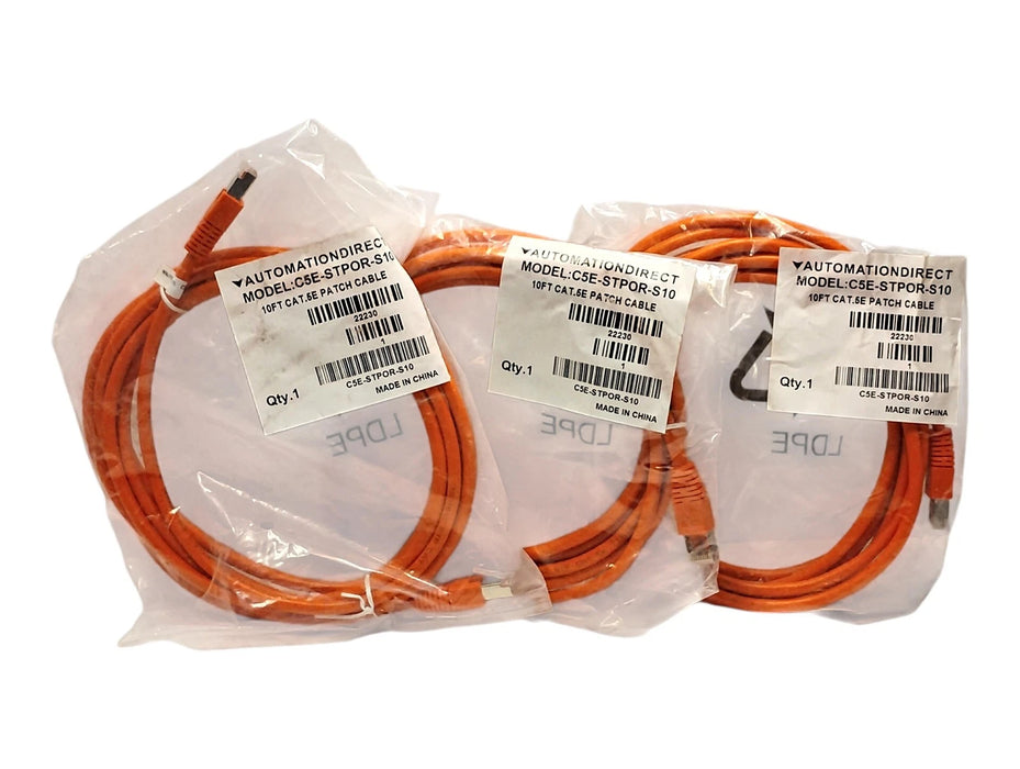 AutomationDirect C5E-STPOR-S10 CAT5E RJ45 Ethernet Straight Through Patch Cable