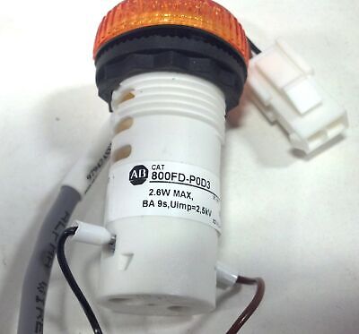 Allen-Bradley 800FD-P0D3 24 V AC / DC Amber Pilot Lights - Lot of 3