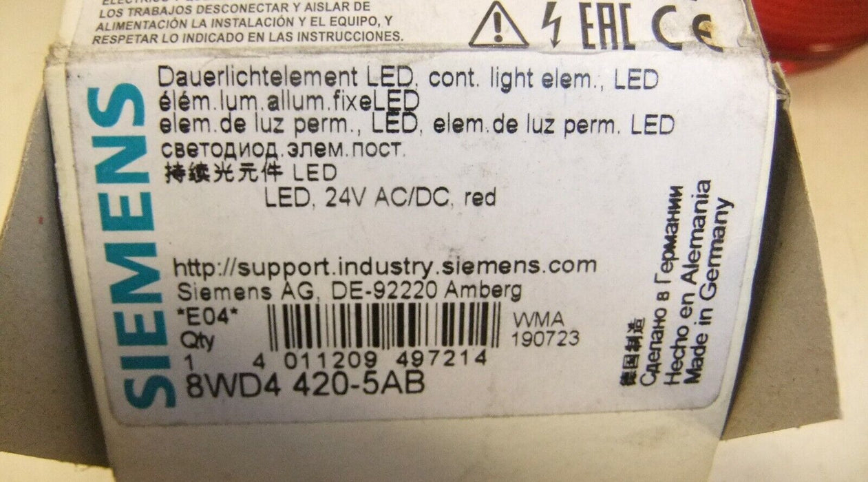 Siemens LED Continuous Light 24V AC/DC 8WD4 420-5AB RED