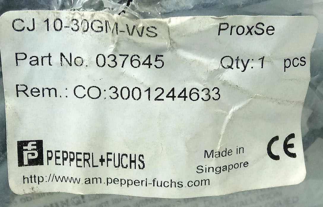 Pepperl Fuchs CJ10-30GM-WS 037645 20-253 V AC Capacitive Sensor