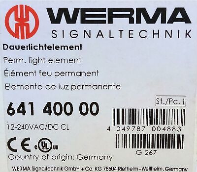 WERMA 641 400 00 12-240V Clear/White Stacklight Lamp Holder No Lamp