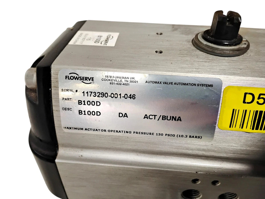 Flowserve B100D 150 PSI Automax Pneumatic Actuator w/ Lee Fluid Transfer 3FT