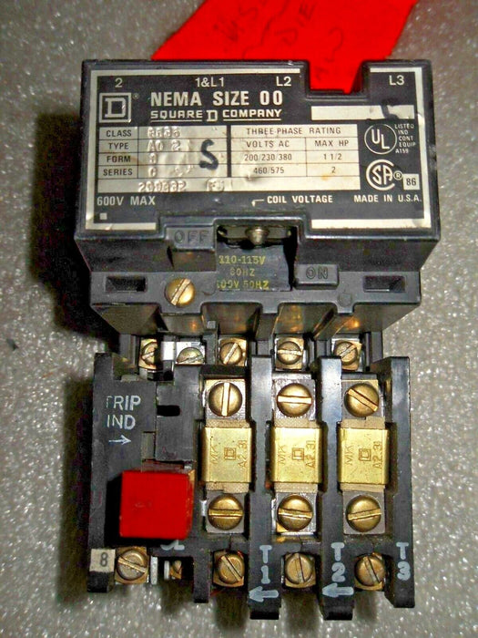 1 Square D 8536-A0-2 SIZE 00 STARTER