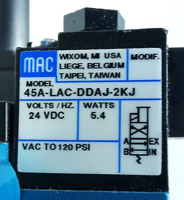 MAC Valve 24 V DC VAC-125 psi Valve Assembly w/ Four 45A-LAC-DDAJ-2KJ