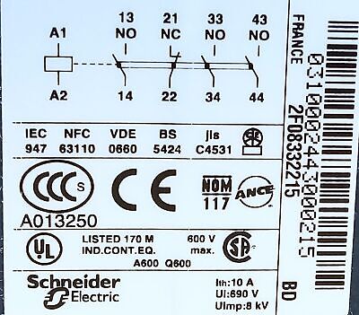 Telemecanique CA3KN31BD3 690VAC 10A 4-Pole Control Relay