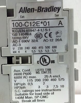 Allen-Bradley 100-C12E01 Series A Contactor