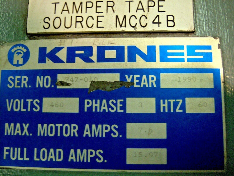 Krones Autocol K747 Bottle Labeler and Control Panel HUGE SALE!