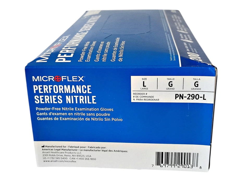 Ansell Microflex PN-290-L Large Powder-Free Performance Series Nitrile Gloves