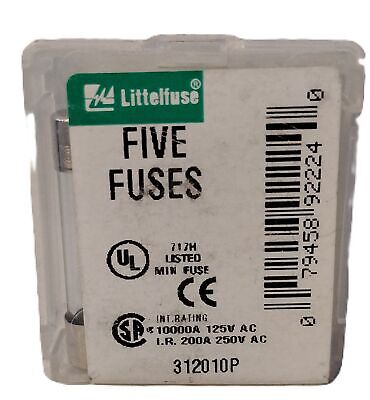 Littelfuse 312010P 250 V AC 10 A Fast Acting Glass Fuses - Lot of 25
