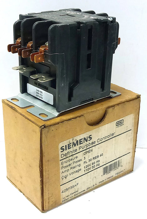 Siemens 42BF35AF FL 30A RES 40A Definite Purpose Contactor w/ 110/120 V AC Coil