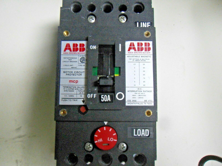 ABB UXAB 727131 R 709 3P 480VAC 50AMP CIRCUIT BREAKER