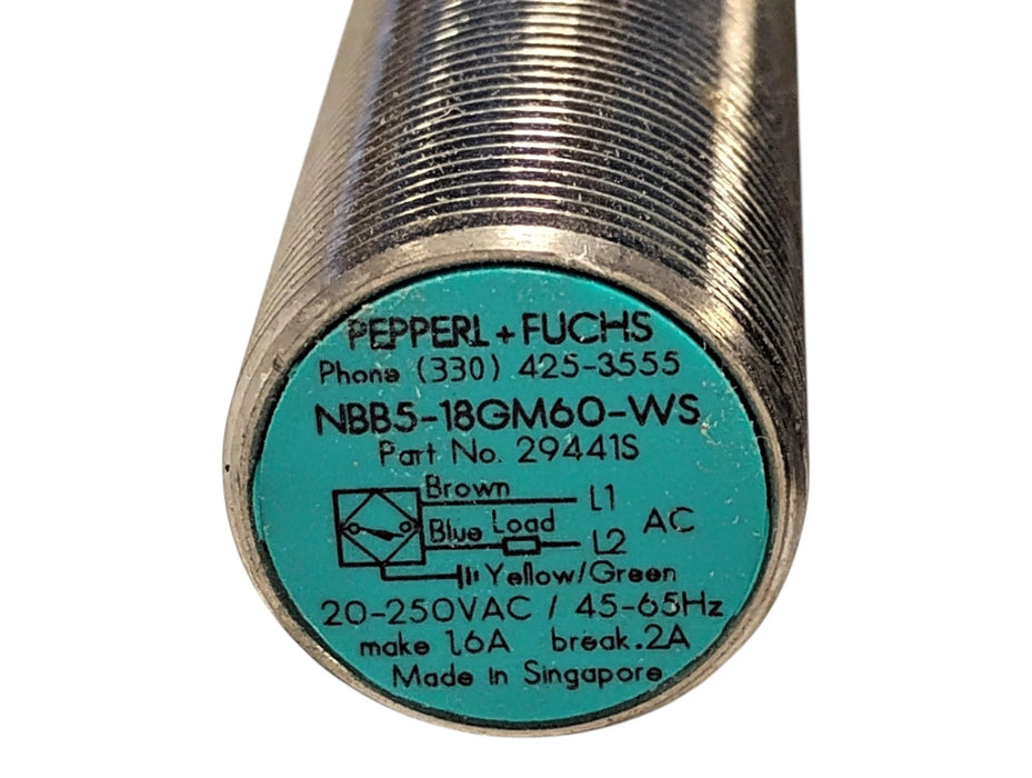 Pepperl Fuchs NBB5-18GM60-WS 29441S 20-250 VAC Inductive Proximity Sensor