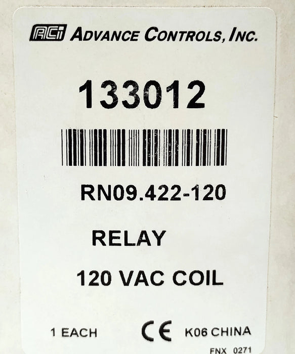 Advance Controls 133012 RN09.422-120 Relay w/ 120 VAC Coil